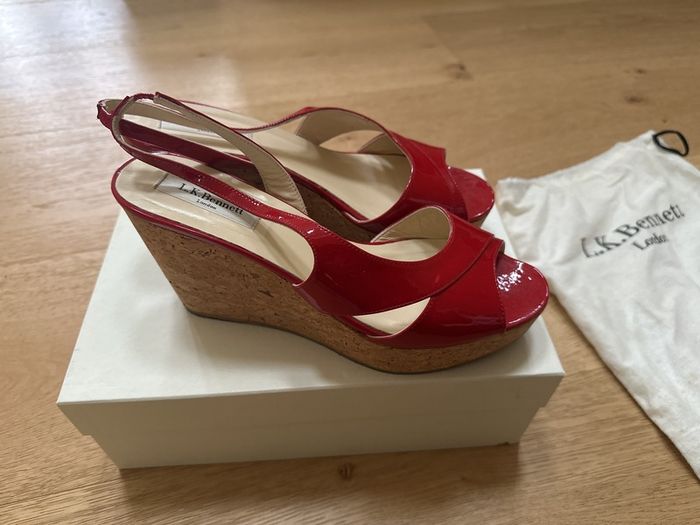 LK Bennett Red Wedge Sandals