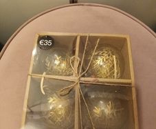 4 luxury glass and gold painted christmas baubles