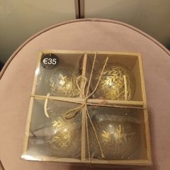 4 luxury glass and gold painted christmas baubles