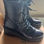 Unisa Navy Leather Patent Biker Boots Image 4