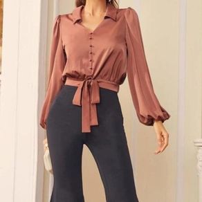 Satin Blouse Rust/Brown