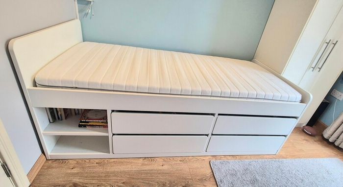Single bed with mattress and storage