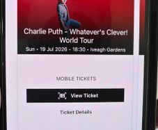 Concert tickets Charlie Puth 19.07.26 Dublin Iveagh Gardens