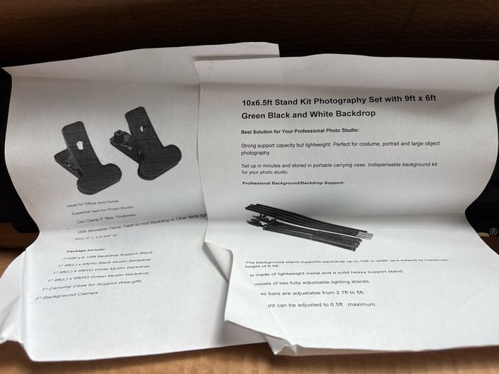 Excelvan 10x6.5ft Stand Kit Photography Set with 9ft x 6ft Green Black and White Backdrop New
