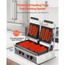 Commercial Panini Grill, 3600W Electric Sandwich Panini Maker, Stainless Steel Double Sandwich Press Grill, Panini Grill with Temp Control, 48x23cm Flat Enamel Plate for Hamburger Steak Bacon Image 2