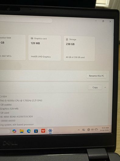 Dell Latitude i5 pro 8/256 windows 11