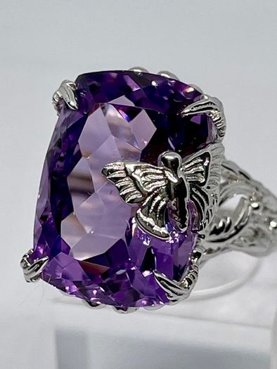 Silver Pink Amethyst Nature Ring