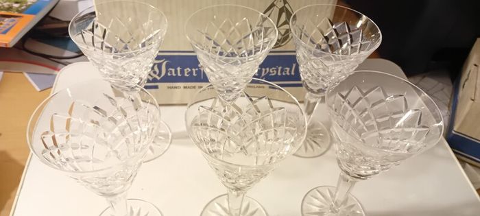Six Waterford Crystal Wine Glasses