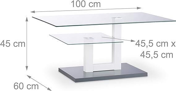 Rectangular Glass Coffee Table, Small Shelf,