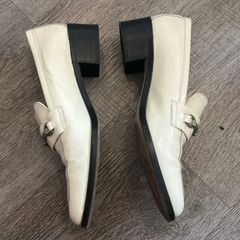 Bally cream patent leather low heels