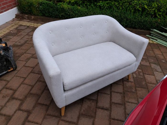 Modern Light Grey Scandinavian Style 2-Seater Sofa: Excellent Condition