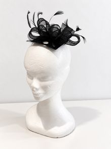 New Dunnes Stores Black Mesh & Feather Fascinator Hair Clip