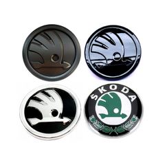 Matt Gloss Black Green Silver For Skoda 90mm + 80mm Front And Rear Badge Emblem For Octavia Fabia Roomster Yeti
