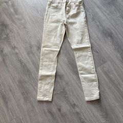 ladies cream skinny jeans