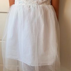 Beautiful White Lace Tulle Girls Dress | Flower Girl Party Occasion Dress 5-6 Years