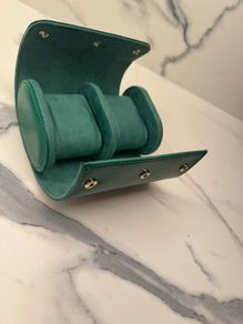 Leather 2 slot watch travel case