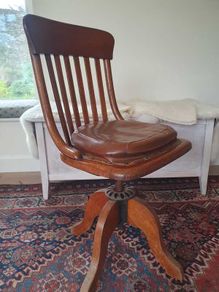 Antique vintage Oak swivel office chair by Arnotts of Dublin