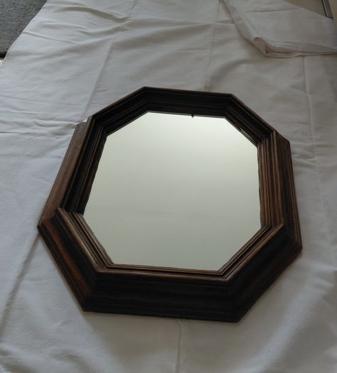 Antique French mirror wooden frame octagon shape