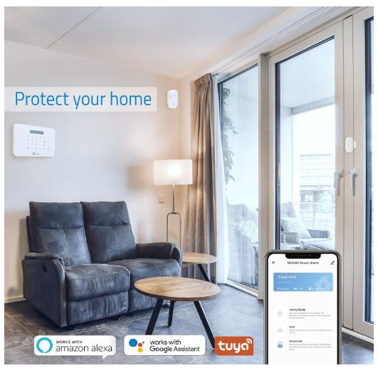 Nivian Alarm system for home and business without monthly costs | Wifi/GSM alarm set | remote control via Tuya app | easy installation without cables