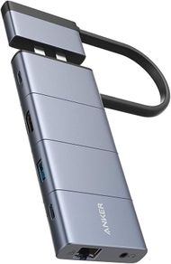 Anker PowerExpand 9-in-2 Hub Adapter for MacBook with 85W Power Delivery, 4K @ 30Hz HDMI, Multifunction USB-C, 2 USB-A 3.0 Ports, 1 Gbps Ethernet, 3.5 mm Audio, SD and microSD Memory Card Reader