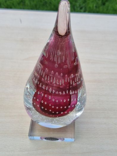 Murano transparent teardrop art glass paperweight (stopper)