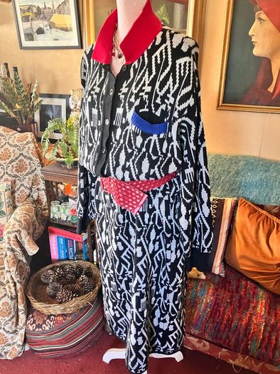 Vintage 80s/90s Jennifer Moore Abstract Geometric Knit Dress - Size 20