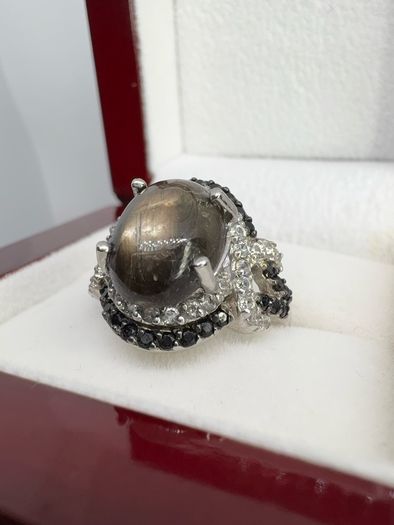 Silver Chantaburi Black Star Sapphire Cocktail Ring