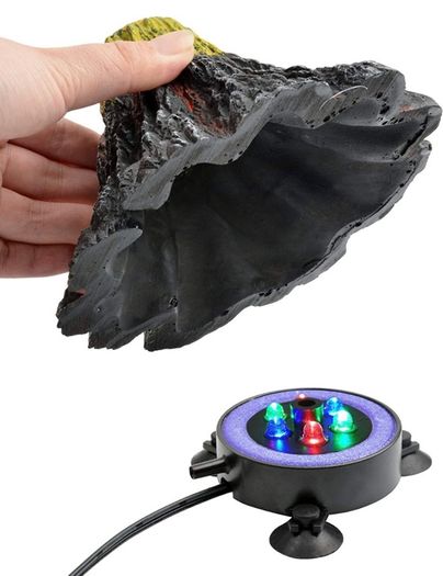 Aquarium Volcano Ornament Kit, Air Bubbler Decorations for Fish Tank, Aquarium Air Bubbler with LED Light (FREE POSTAGE)