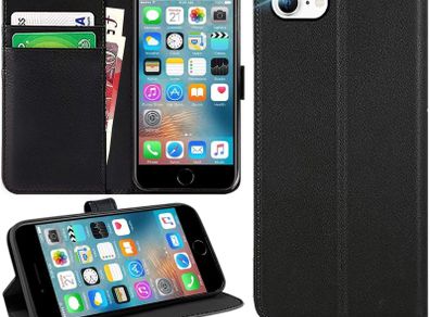 iPhone SE 2022 Case, iPhone SE 2020 Case/iPhone 7 Case/iPhone 8 Case Flip Leather Wallet Book Stand Folio Card Holder Phone Cover For iPhone SE (3rd Gen 2022) iPHONE SE 3 5G (BLACK)