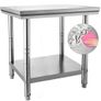 Stainless Steel Prep Table, 24 x 30 x 31 Inch, 700 lbs Load Capacity, Heavy Duty Metal Worktable with 3 Adjustable Height Levels Image 3