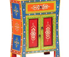 Hand Painted Sideboard 60x30x75 cm Solid Mango Wood