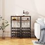 Wine Racks Freestanding Floor,Liquor Bottle Holder,16 Bottles Wine Cabinet with Glass Holder,Wine Holder Display,Mini Wine Bar Table for Living Room,Kitchen Pantry,Dining Room,Brown Image 2