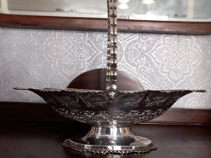 Silver plated fruit basket.