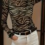Primark Zebra Print Sheer Mesh Long Sleeve Top - XS - New with Tags Image 2