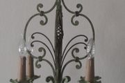 Antique French Circa 1930s Wrought Iron Chandelier with 4 Light Arms