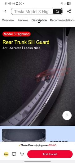 Tesla Model 3 Highland rear trunk protectors