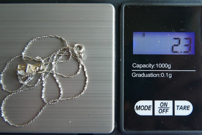 Vintage Sterling Silver 925 Cubic Zirconia Pendant Necklace - length 18" - 2,3g