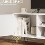 White Wood TV Stand for up to 65 Inch TV, 137cm TV Unit with 2 Cabinets and Open Shelves, Modern TV Console Table for Living Room,53.9 x 15.0 x 18.9 inches Image 3
