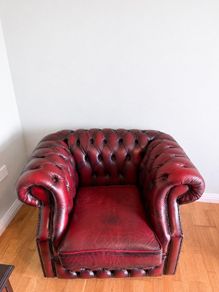 Genuine Leather Chesterfield Armchair Oxblood  Burgundy