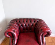 Genuine Leather Chesterfield Armchair Oxblood  Burgundy
