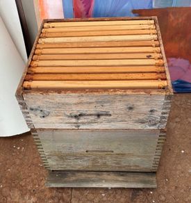 A commercial bee hive