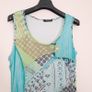 Sophie B Blue Green Abstract Patchwork Sheer Layered Pleated Hem Midi Dress 14UK/42EU Image 3