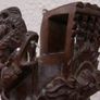 Vintage 19C Asian Chinese Emperor & Dragons Hand Carved Wood Mask Rose wood 9" Image 4