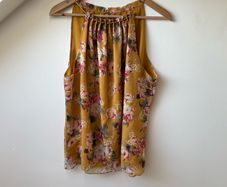 Forever New Mustard Yellow Floral Halter Blouse