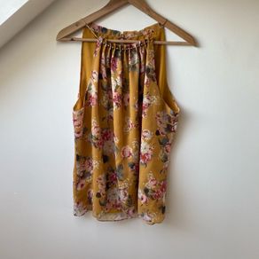 Forever New Mustard Yellow Floral Halter Blouse