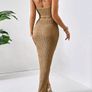 Beige Crop Halter Top and Twist Front Split Thigh Skirt set Image 2