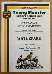 1989 Young Munster v Waterpark - Munster Senior League Programme