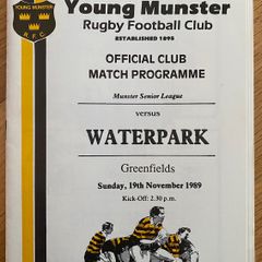 1989 Young Munster v Waterpark - Munster Senior League Programme