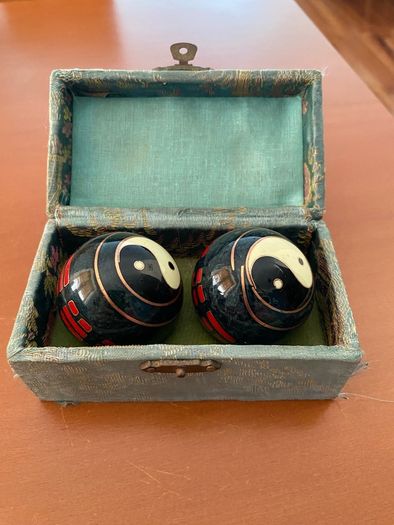 Vintage Chinese Baoding Balls / Meditation Chime Balls with Box