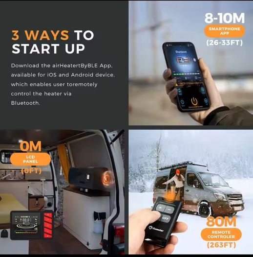 5KW 12V&24V Car Diesel Air Heater With LCD Switch & bluetooth APP Control Truck Boat Bus RV Trailer Air Diesel Parking Heater er